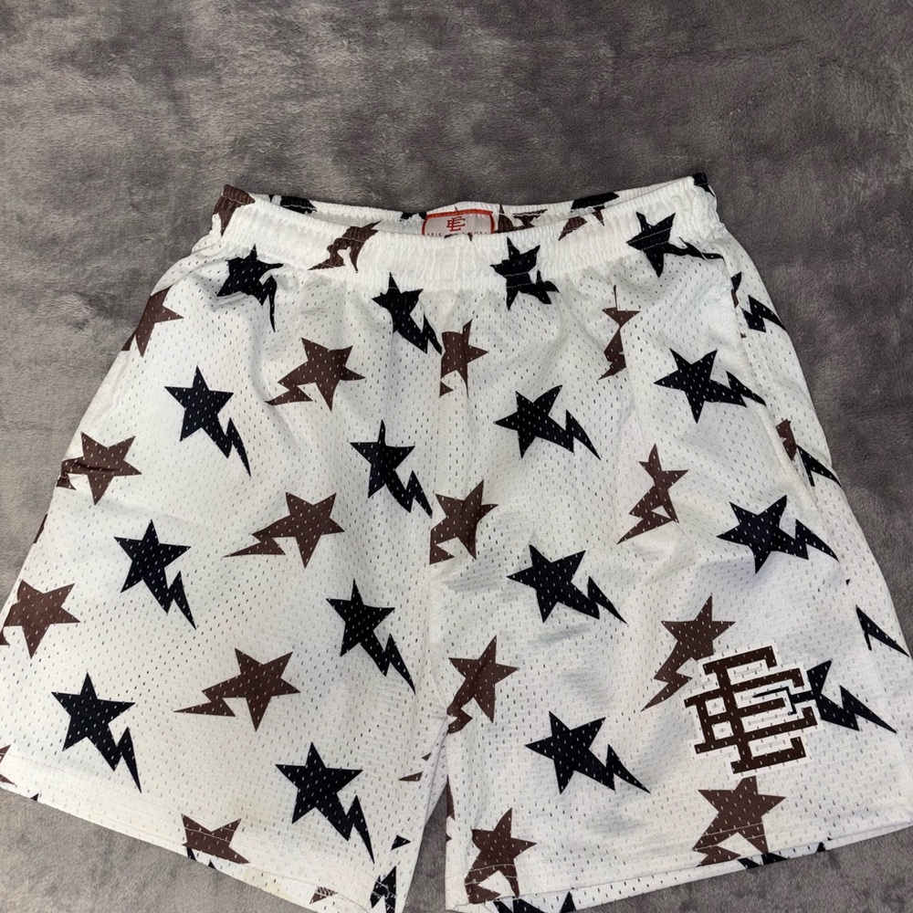 Eric Emanuel Athletic White and Black Star Pattern Shorts